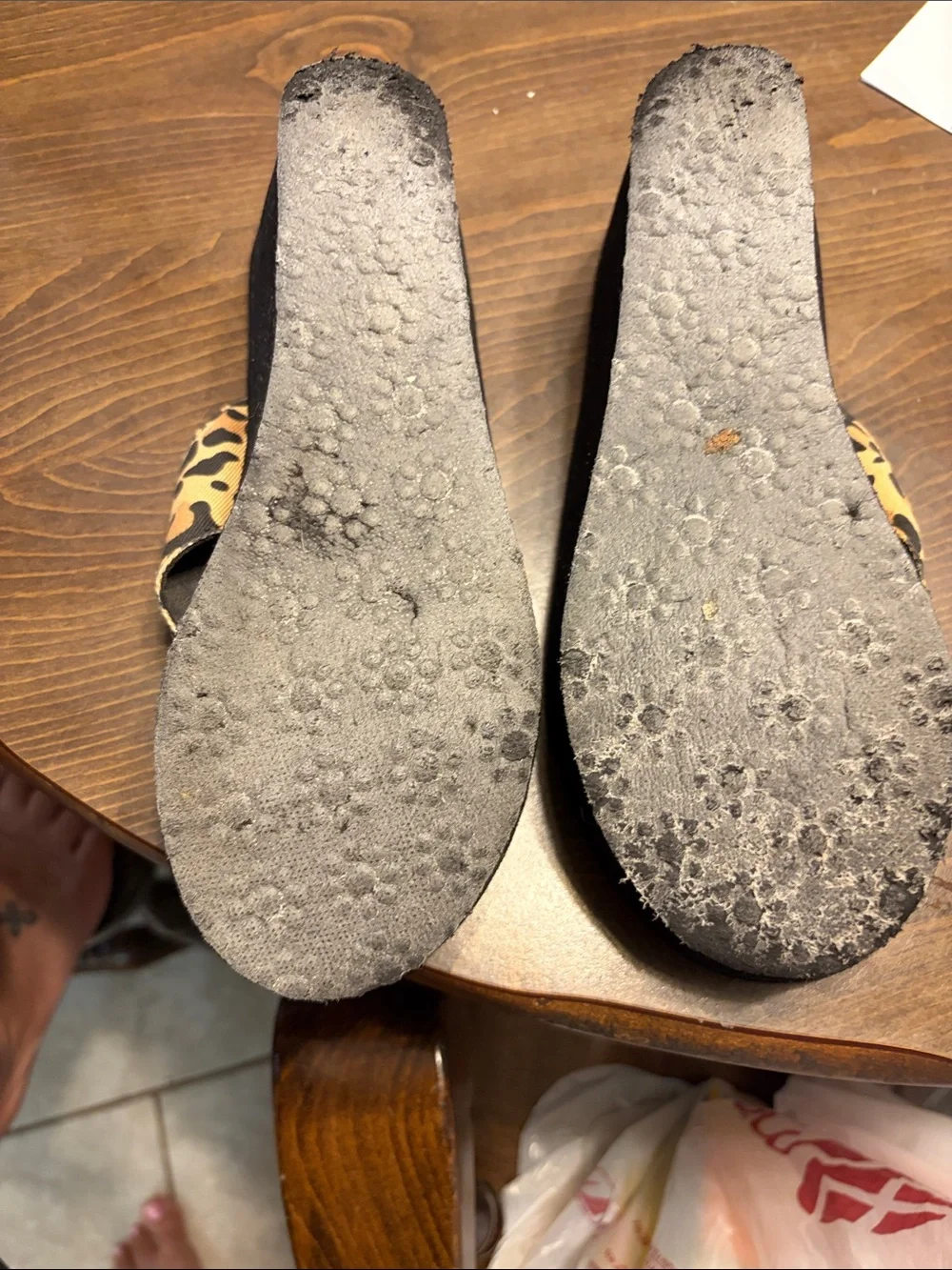 Rocket Dog Leopard Print Wedge Sandals - Black and Tan Sz. 7